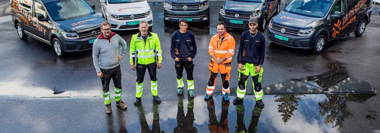 Ansatte i Bryn Bydrift i arbeidsklær